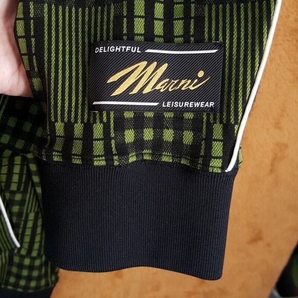 MARNI Mens Sweater Size 48 Green Zip Up Cardigan Sweatshirt Logo Jacquard $1450 - Picture 8 of 16